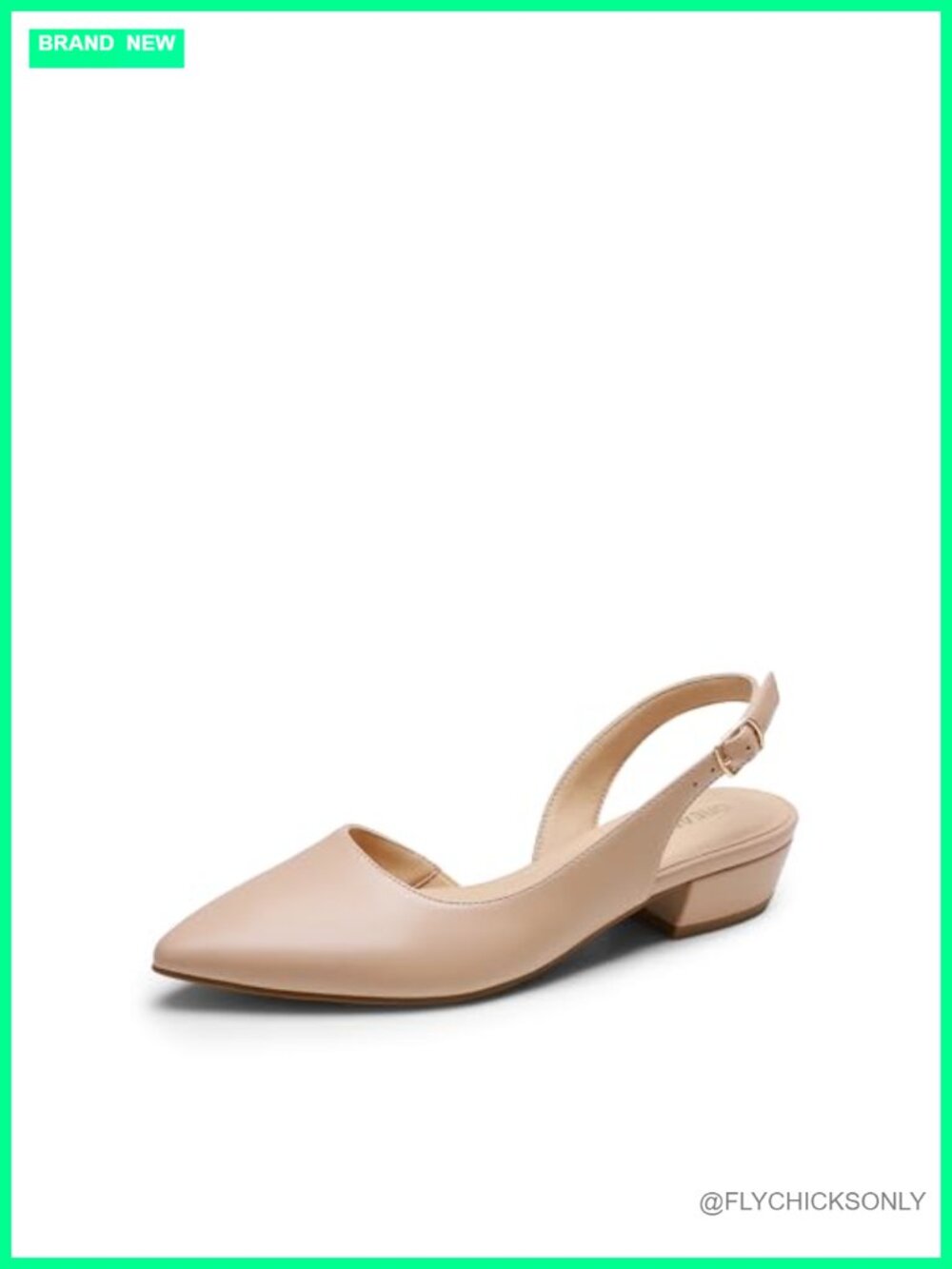 Women's Slingback Flats Pointed Toe Low Block Heel Faux Leather Dress Pumps